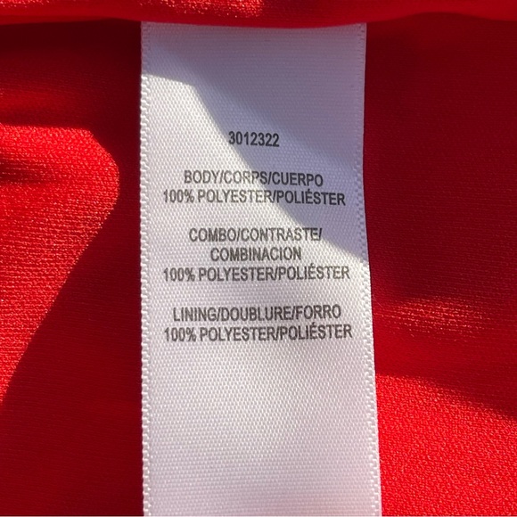 Halston Heritage Red Print Chiffon Cape Overlap Mini Dress (M) - Picture 13 of 14